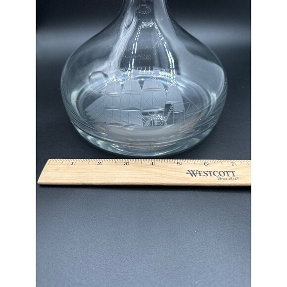 Vintage Toscany Etched Crystal Clipper Ship Decanter With Stopper Show Stopper - Picture 10 of 10